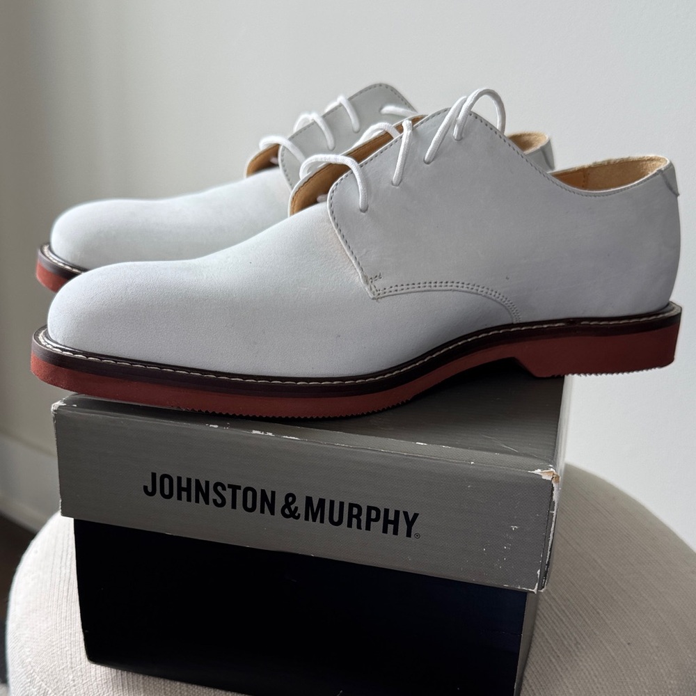 Johnston & Murphy Men's White and Brown Oxford Shoes 0170